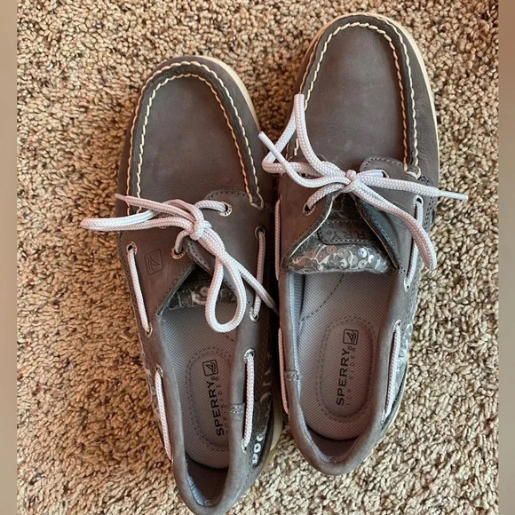 Sperry Top Sider Gray Sequin Boat Shoes size 6M like new - Picture 7 of 7